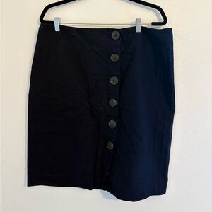 Boden Linen Cotton Blend Button Front Skirt Navy Blue A-Line